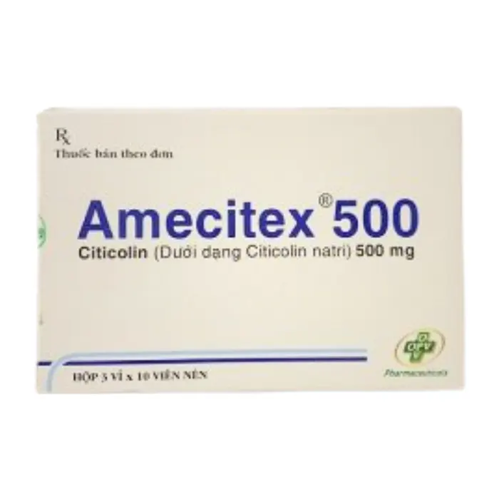 Amecitex 500 (3 vỉ x 10 viên) - Điều trị nhồi máu não, bệnh Alzheimer