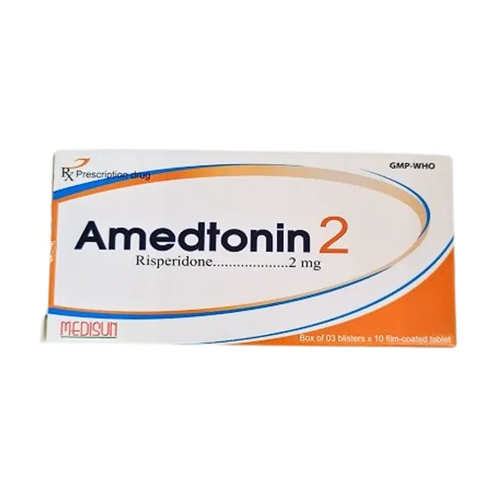 Amedtonin 2mg (Hộp 3 vỉ x 10 viên) - Điều trị chứng tâm thần phân liệt cấp và mãn tính