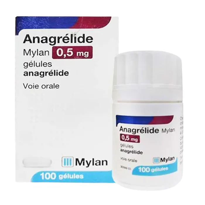 Anagrelide Mylan 0.5mg (Hộp 100 viên) - Điều trị tăng tiểu cầu thứ phát sau u nguyên bào tủy
