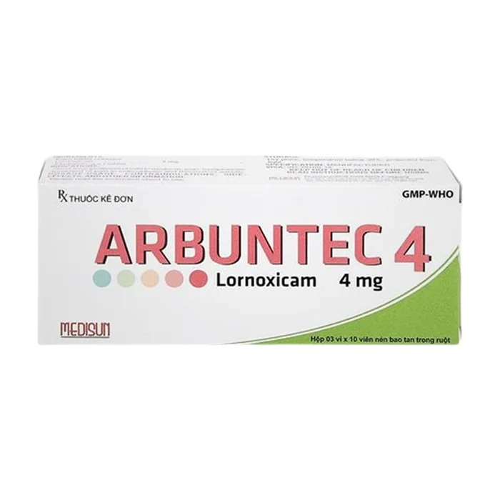 Arbuntec 4 Medisun (3 vỉ x 10 viên) - Điều trị ngắn hạn từ đau nhẹ đến đau vừa