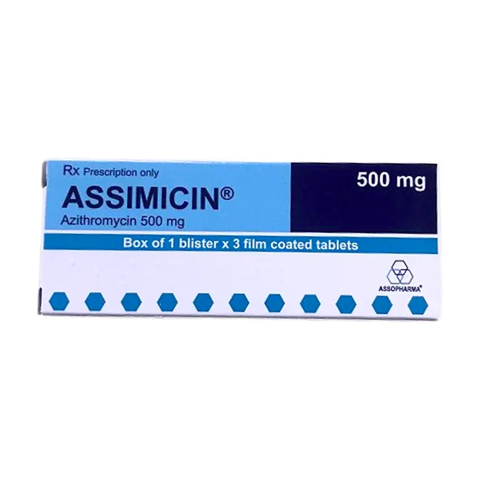 Assimicin 500mg (1 vỉ x 3 viên) - Điều trị viêm đường hô hấp trên, nhiễm khuẩn da
