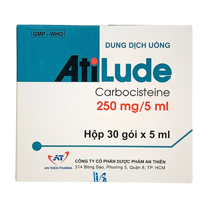 AtiLude 250mg/5ml (6 vỉ x 5 ống x 5ml) - Tiêu nhầy, rối loạn đường hô hấp