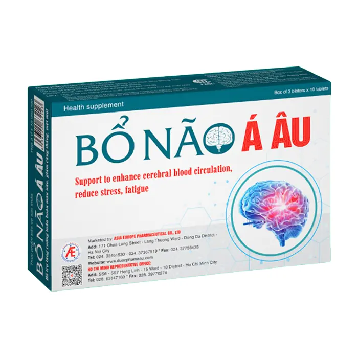 Bổ Não Á Âu (Hộp 3 vỉ x 10 viên) - Tăng cường tuần hoàn máu não