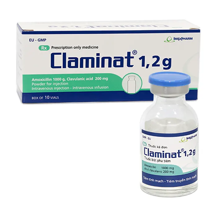 Claminat 1,2g (Hộp 10 lọ x 1,2g) - Điều trị các trường hợp nhiễm khuẩn