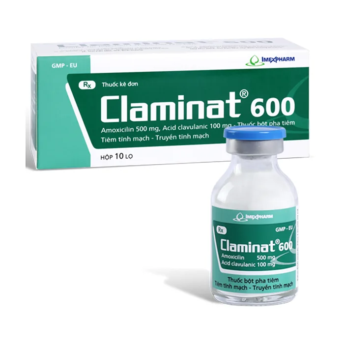 Claminat 600 (Hộp 10 lọ x 600mg) - Điều trị nhiễm khuẩn nặng ở tai mũi họng
