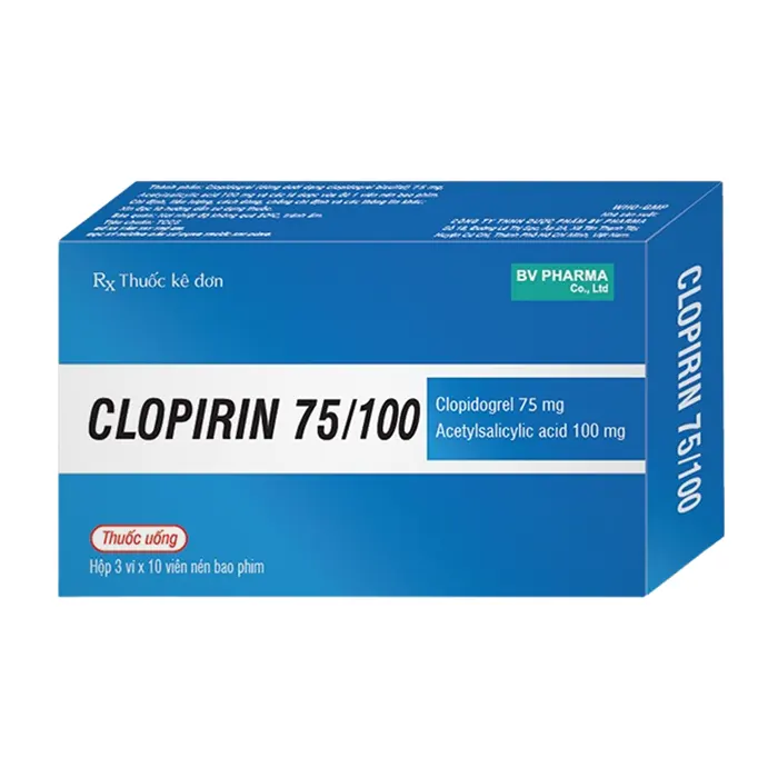 Clopirin 75/100 (3 vỉ x 10 viên) - Dự phòng thứ phát các biến cố huyết khối do xơ vữa