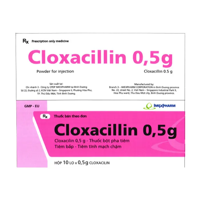 Cloxacillin 0,5g (Hộp 10 lọ) - Điều trị các bệnh nhiễm khuẩn