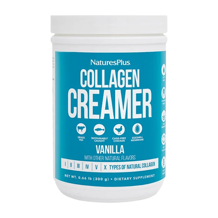 Bột Collagen Hương Vanilla Creamer Natures Plus 300g - Giúp hấp thu collagen hiệu quả hơn, tốt cho tiêu hóa