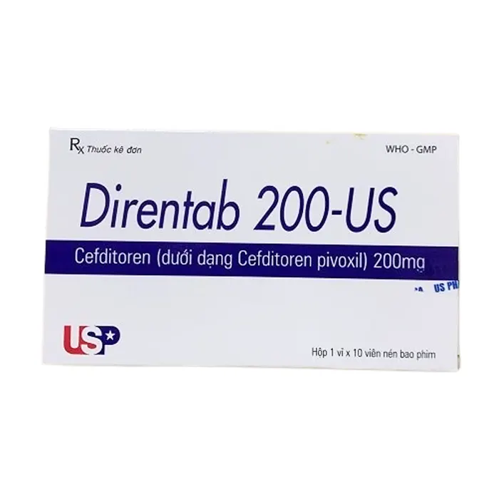 Direntab 200-US (1 vỉ x 10 viên) - Điều trị nhiễm khuẩn