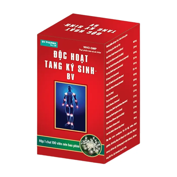 Độc hoạt tang ký sinh BV (100 viên) - Điều trị các thể bệnh phong hàn thấp, can thận suy yếu, khí huyết kém bằng cách khu phong