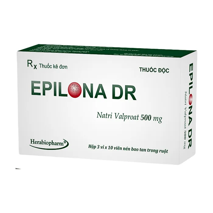 Epilona DR 500mg Herabiopharm (Hộp 03 vỉ x 10 viên) - Điều trị bệnh động kinh toàn thể, cục bộ