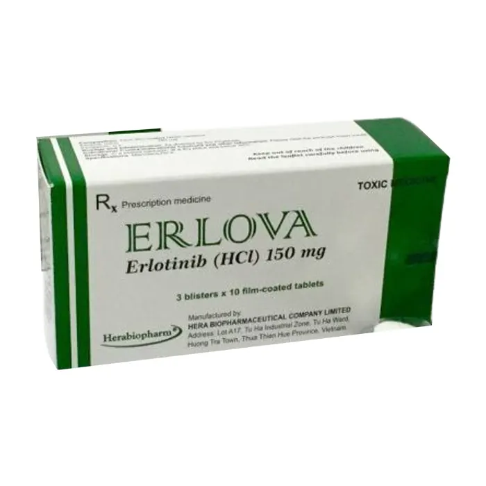 Erlova 150mg (3 vỉ x 10 viên) - Điều trị bệnh ung thư phổi không phải tế bào nhỏ (NSCLC), u tuyến tụy