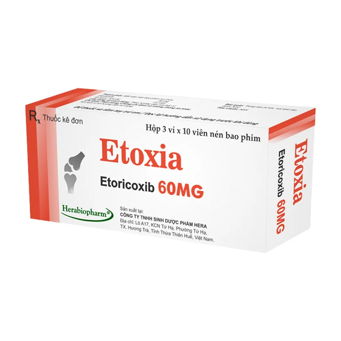 Etoxia 60mg (3 vỉ x 10 viên) - Điều trị thoái hóa khớp, viêm khớp dạng thấp, viêm đốt sống dính khớp