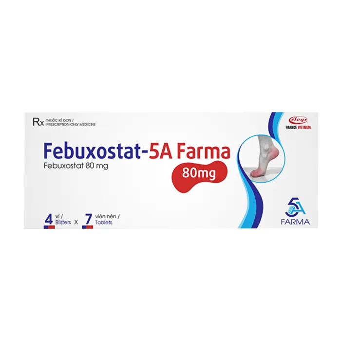Febuxostat-5A Farma 80mg (4 vỉ x 7 viên) - Điều trị tăng acid uric máu mạn tính