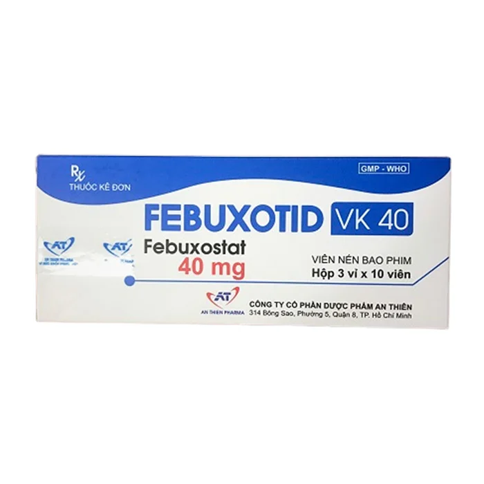 Febuxotid VK 40 (3 vỉ x 10 viên) - Điều trị tăng acid uric máu mãn tính
