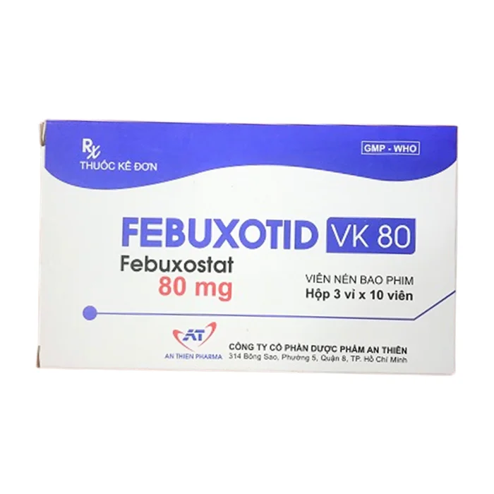 Febuxotid VK 80 (3 vỉ x 10 viên) - Điều trị tăng acid uric máu mãn tính