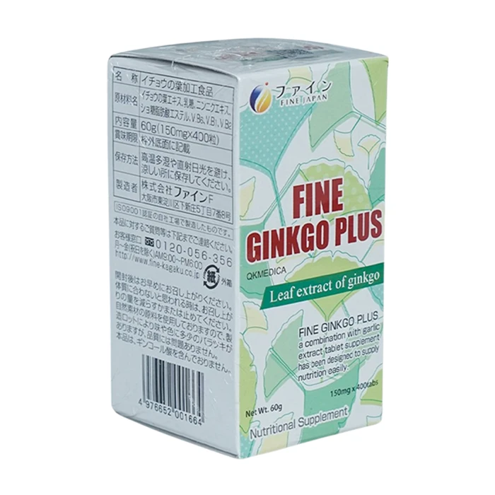 Fine Ginkgo Plus (400 viên) - Giúp giảm căng thẳng, đau đầu, cải thiện suy giảm trí nhớ