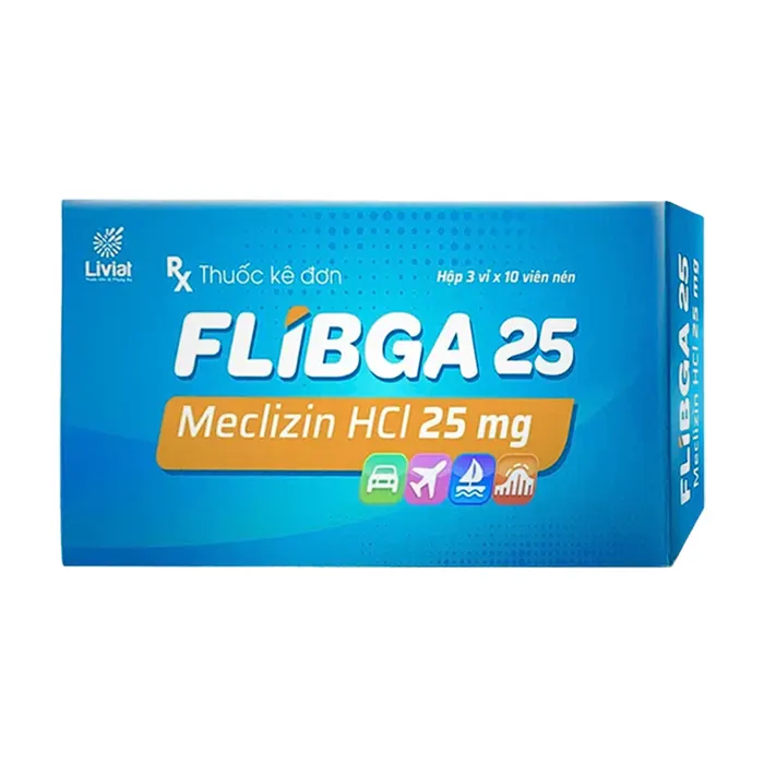 Flibga 25 Medisun (3 vỉ x 10 viên) - Điều trị buồn nôn, chóng mặt