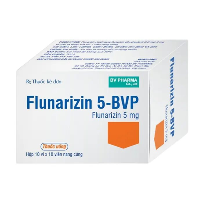 Flunarizin 5 BVP (10 vỉ x 10 viên) - Điều trị dự phòng cơn đau nửa đầu