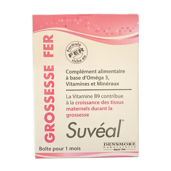 Suvéal Grossesse Fer Densmore (2 vỉ x 15 viên) - Bổ sung Omega 3, DHA, Vitamin, khoáng chất