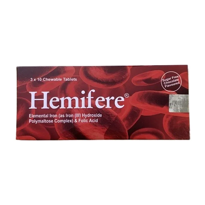 Hemifere 100mg (3 vỉ x 10 viên) - Phòng và điều trị bệnh thiếu máu do thiếu sắt và acid folic