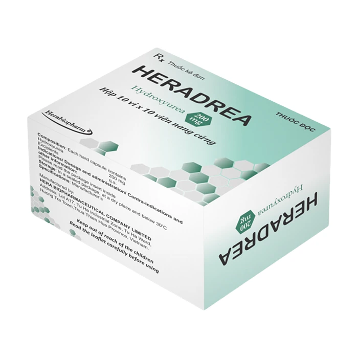 Heradrea 200mg (10 vỉ x 10 viên) - Điều trị bệnh thiếu máu hồng cầu hình liềm, bệnh bạch cầu tủy mạn tính