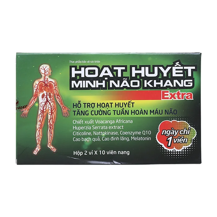Hoạt huyết Minh Não Khang Extra (2 vỉ x 10 viên) - Giúp tăng cường tuần hoàn máu não