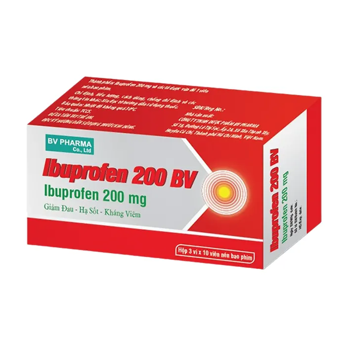 Ibuprpfen 200 BV (10 vỉ x 10 viên) - Giảm đau, kháng viêm, hạ sốt