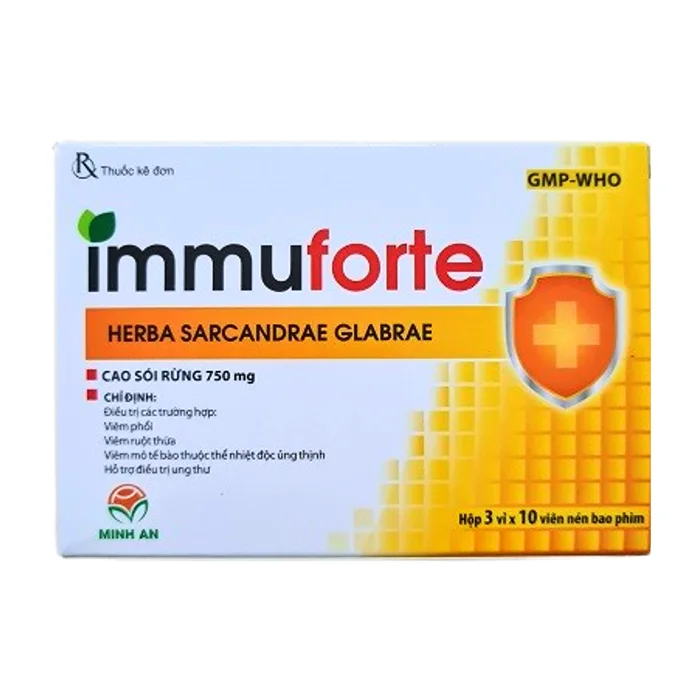 Immuforte 750mg (3 vỉ x 10 viên) - Điều trị viêm phổi, viêm ruột thừa
