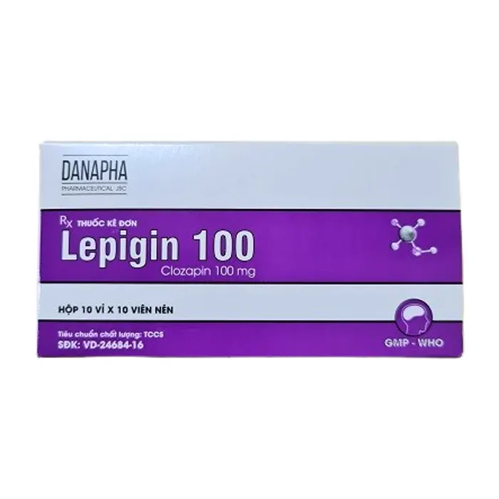 Lepigin 100mg (Hộp 10 vỉ x 10 viên) - Điều trị rối loạn tâm thần, tâm thần phân liệt