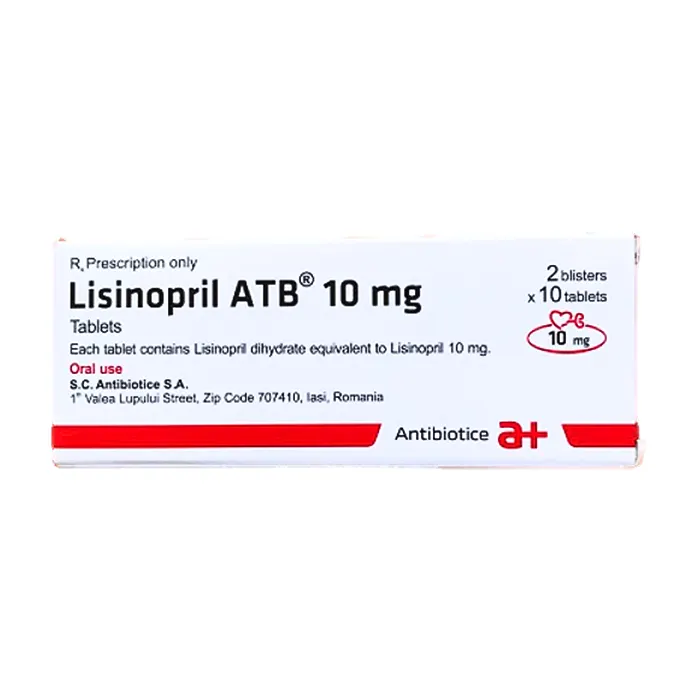 Lisinopril ATB 10mg (Hộp 2 vỉ x 10 viên) - Điều trị tăng huyết áp, suy tim sung huyết