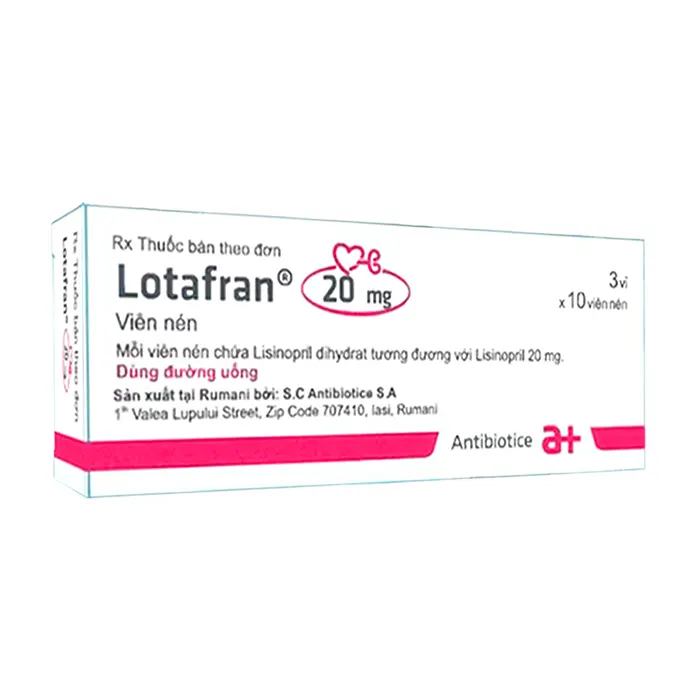 Lotafran 20mg (3 vỉ x 10 viên) - Điều trị tăng huyết áp, suy tim và nhồi máu cơ tim