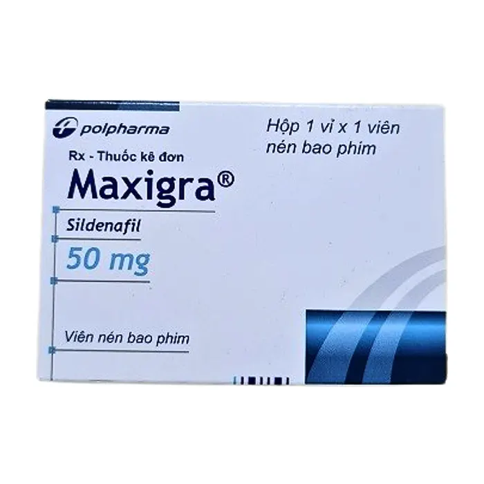 Maxigra 50mg (1 vỉ x 1 viên) - Điều trị rối loạn cương dương