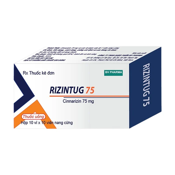 Rizintug 75 (Hộp 10 vỉ x 10 viên) - Điều trị các triệu chứng rối loạn mê đạo, đau nửa đầu
