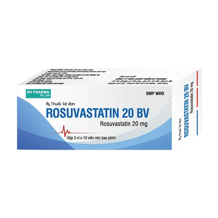 Rosuvastatin 20 BV (3 vỉ x 10 viên) - Điều trị tăng cholesterol máu
