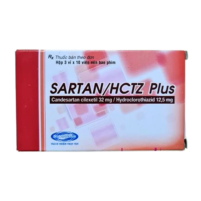 Sartan/HCTZ Plus (3 vỉ x 10 viên) - Điều trị bệnh tăng huyết áp ở người trưởng thành