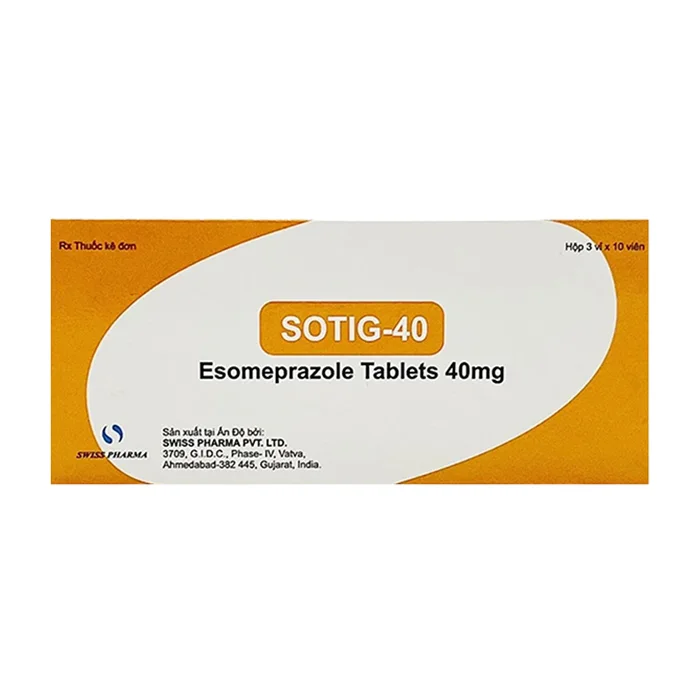 Sotig-40 SWISS (3 vỉ x 10 viên) - Điều trị trào ngược dạ dày, thực quản, loét dạ dày