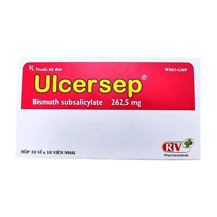 Ulcersep 262.5mg (10 vỉ x 10 viên) - Giảm khó chịu ở dạ dày, chống tiêu chảy