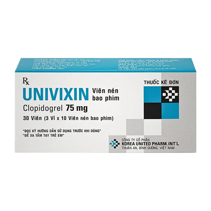 Univixin Clopidogrel 75mg (3 vỉ x 10 viên) - Giảm các biến cố do xơ vữa động mạch