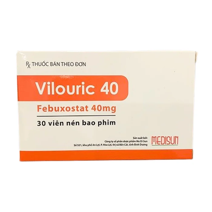 Vilouric 40 (3 vỉ x 10 viên) - Điều trị Gout do tăng acid uric huyết mãn tính