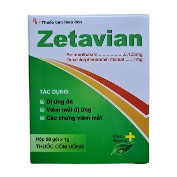Zetavian (Hộp 20 gói x 1g) - Điều trị ngăn ngừa hen phế quản, viêm mũi dị ứng theo mùa