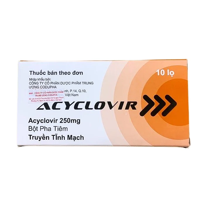 Acyclovir 250mg (Hộp 10 lọ) - Điều trị nhiễm khuẩn
