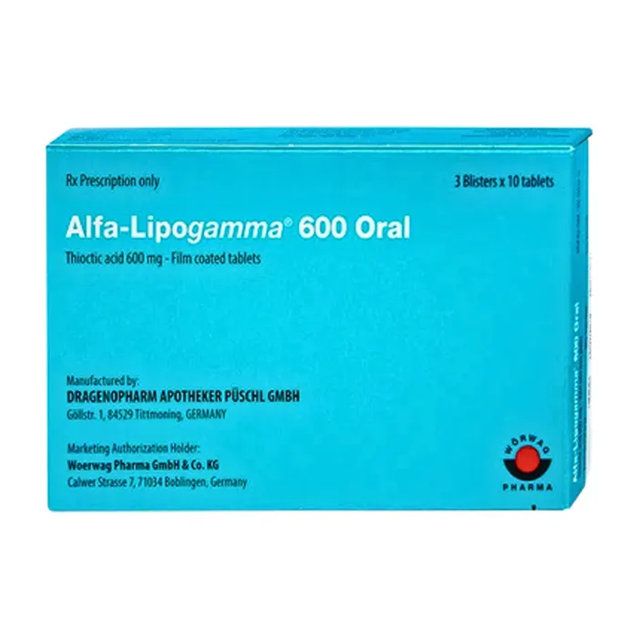 Alfa-Lipogamma 600 Oral Worwag (3 vỉ x 10 viên) - Hỗ trợ điều trị đa thần kinh đái tháo đường