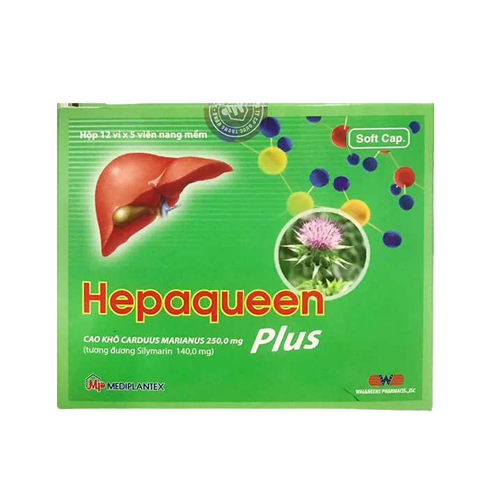 Hepaqueen Plus (Hộp 12 vỉ x 5 viên) - Đều trị các tổn thương, các bệnh hay mắc phải tại gan
