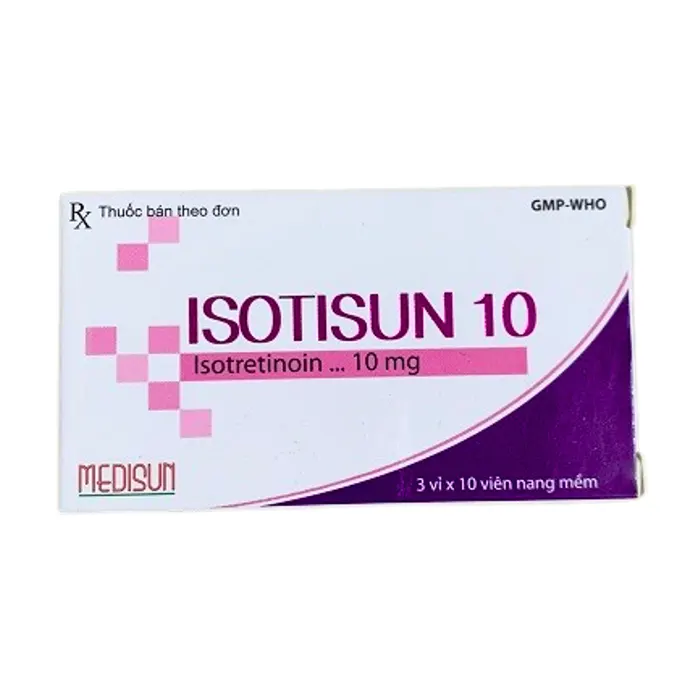 Isotisun 10 (Hộp 3 vỉ x 10 viên) - Điều trị các dạng mụn trứng cá