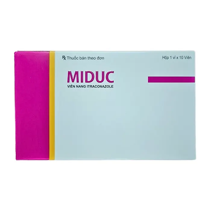 Miduc 100mg (Hộp 01 vỉ x 10 viên) - Điều trị nấm nông như nấm da, nấm móng