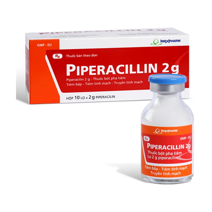 Piperacillin 2g (hộp 10 lọ) - Điều trị nhiễm khuẩn nặng, nhiễm khuẩn huyết, hô hấp, da và mô mềm