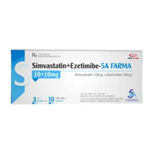 Atorvastatin + Ezetimibe-5A Farma 10+10 mg (Hộp 3 vỉ x 10 viên) - Trị tăng cholesterol