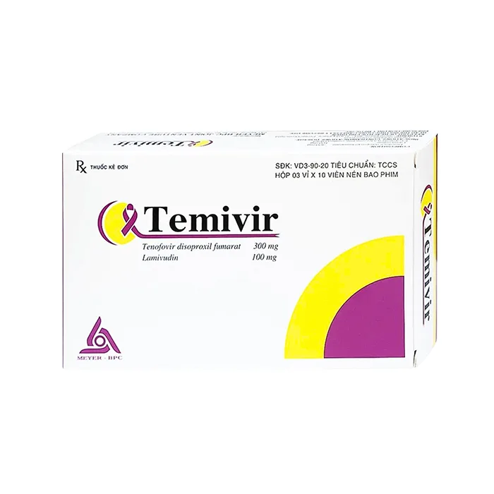 Temivir (3 vỉ x 10 viên) - Hỗ trợ điều trị nhiễm HIV-I hoặc điều trị viêm gan B mạn tính