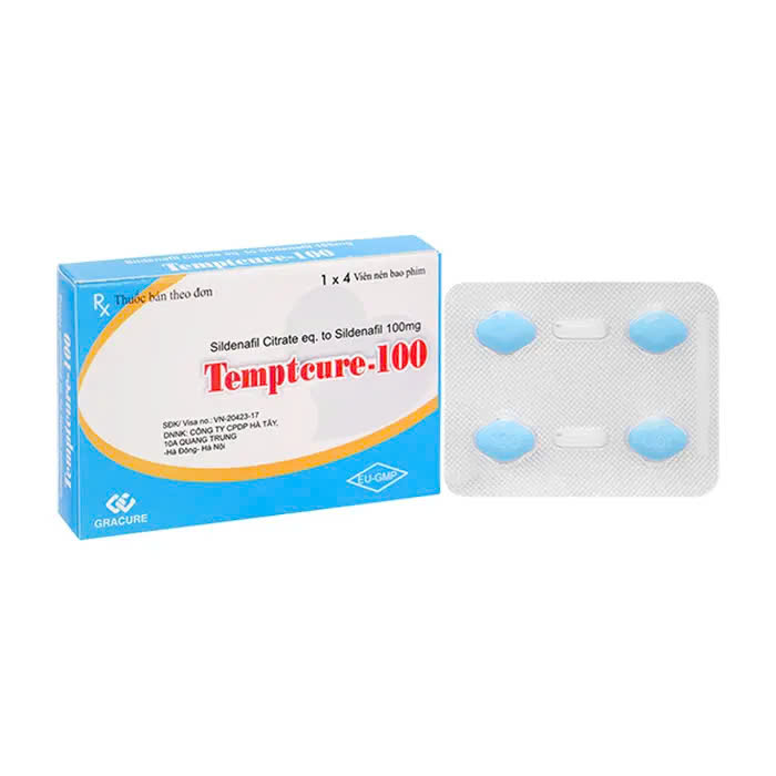 Temptcure-100 Gracure (1 vỉ x 4 viên) - Điều trị rối loạn cương dương